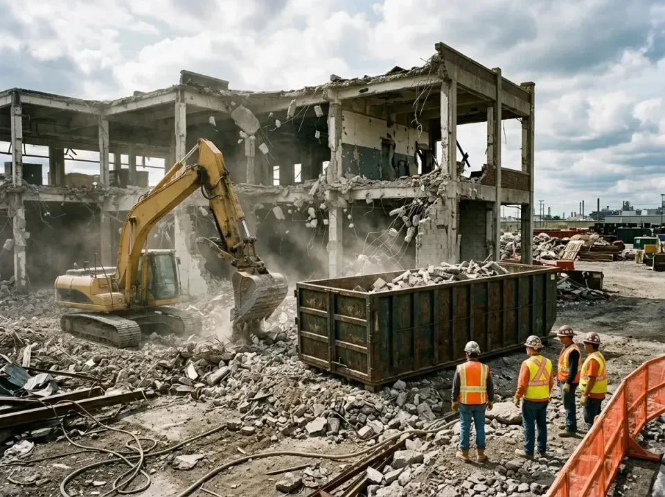 demolition-site-debris-contain-006 demolition-site-debris-contain-006 — Roll-Off Dumpster Help for Freeport Jobs, Low Cost Construction Dumpster Rental in Unit…